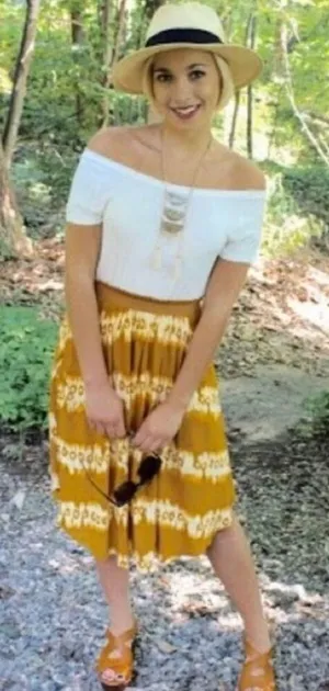 NWT Womens H&M Dye Dipped Goldenrod Boho Flowy MIdi Skirt - Sz 10 thumbnail 1