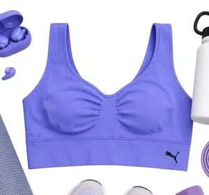 Puma Purple Seamless Wireless Sports Bra Women’s Large Athletic Activewear EUC thumbnail 1