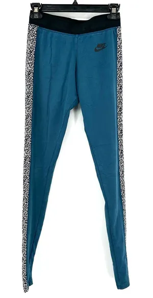 Nike size small full length‎ blue athletic leggings stirrup detail black white thumbnail 1