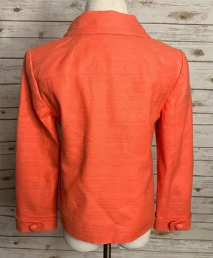 J.Crew coral linen cotton structured collar 3/4 length sleeve blazer Size 10 thumbnail 7