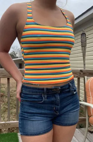 Catalina rainbow color tank top with a built in bra thumbnail 1