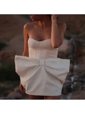 Zara Skirt Voluminous 3D Bow Mini Cream Sz M BarbieCore, Balletcore, Soft Glam thumbnail 4