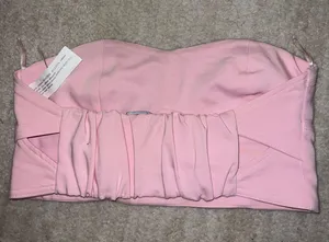 Zara Pink Strapless Corset Top thumbnail 2