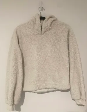 Abercrombie Cozy White Soft Sherpa Hoodie Sweatshirt Medium thumbnail 1