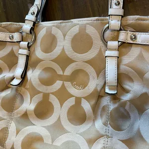 Vintage Coach Madison OP Art CC Logo Tote Shoulder Tan Signature Canvas Y2K Bag thumbnail 7