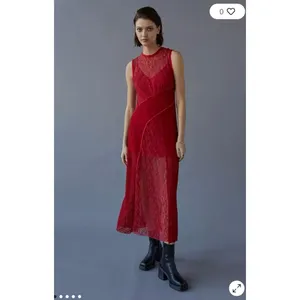 Urban Outfitters Maxine Knit Sheer Lace Maxi Dress Size L Red thumbnail 5