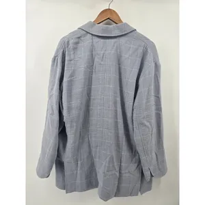 Madewell Blazer Womens Large Windowpane Plaid Light Blue Cotton Linen EUC thumbnail 3