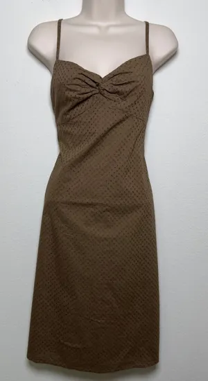 VTG Y2K Women 100%‎ Cotton Eyelet Babydoll Dress Grunge Western Sundress 4 Brown thumbnail 1