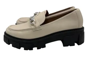 No Boundaries Lug Sole Chain Loafers Women's 11 Beige Chunky Preppy Office Wear thumbnail 1