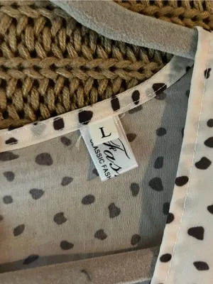 Classic Cream Wrap Dress with Black Dot Pattern Size L thumbnail 2