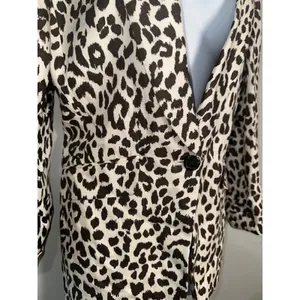 J.Crew Leopard‎ Print Linen-Blend Going-Out Blazer - Size 6 Neutral Animal Print thumbnail 2
