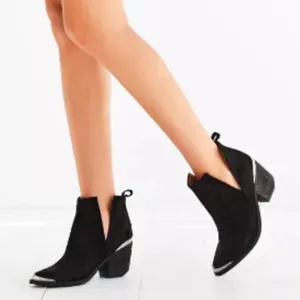 JEFFREY CAMPBELL Cromwell Suede Leather Black Western Ankle Boots Booties thumbnail 1