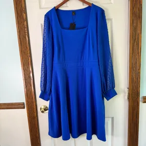 Seta T Fit & Flare Dress Square‎ Neck Long Sleeve Party Cocktail XL thumbnail 10