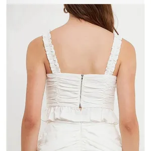 Endless Rose Women's Ruffled Ruched Cropped Top White‎ Size S NWT thumbnail 3