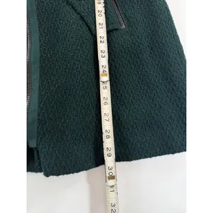 Steve Madden Womens Green Wool Blend Faux Fur Collar Leopard Lining Coat Large thumbnail 6