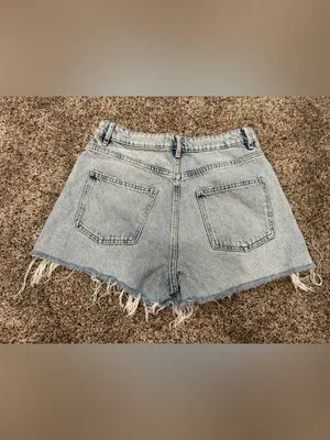 Zara Light Wash Denim High Waisted High Rise Shorts US 6 thumbnail 6