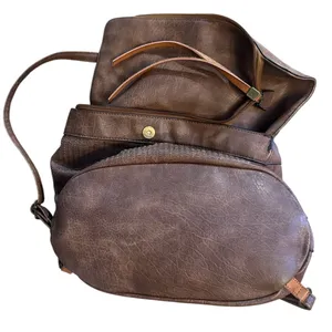 Brown Medium Size Back Pack with Adjustable Straps thumbnail 4