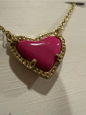Kendra Scott | Gold Plated Pink Heart Pendant Necklace thumbnail 2