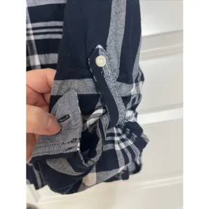 Tommy Hilfiger Womens S Blue Plaid Roll Tab Long Sleeve 3/4 Button-Down Flannel thumbnail 3
