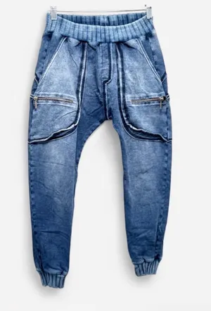 Labellamafia Acid Wash Denim Style Drop-Crotch Joggers – Size Small / P thumbnail 1