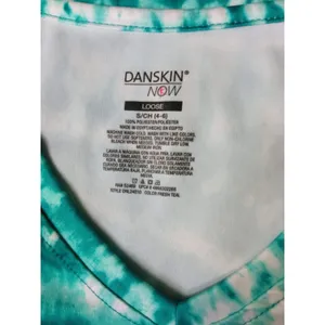 Danskin Now Women's T-Shirt Green/White Tie Dye Size Small thumbnail 4