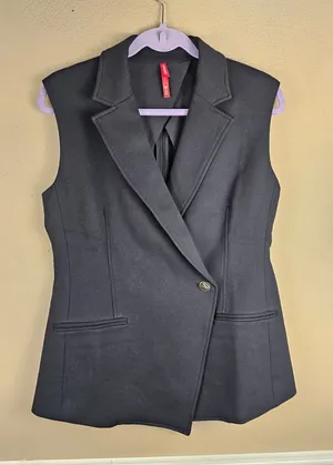 NWOT Spanx Womens Black The Perfect Oversized Blazer Vest Medium thumbnail 1