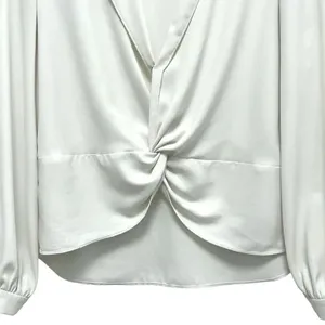 Amanda Uprichard Keely Twist Front Long Sleeve Crepe Blouse Ivory White Size S thumbnail 5