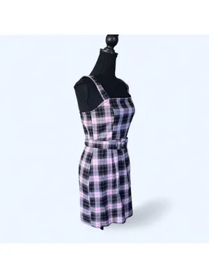 vintage y2k pink black plaid coquette fairy mini dress size small 🎀 thumbnail 3
