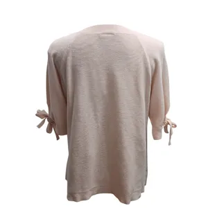 Ann Taylor‎ Factory Women XL Pink Textured Knit Tie Sleeve Top thumbnail 2