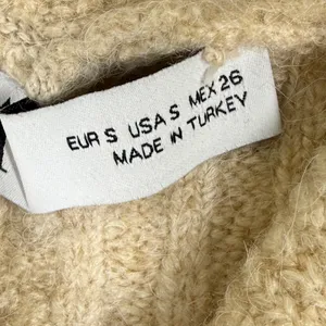 Zara Womens Beige Cable Knit Shawl Neck Sweater Size Small Relaxed Fit Soft Cozy thumbnail 3