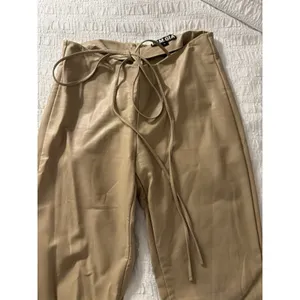 I.AM.GIA Faux Leather Tie-Up Flare Pants in the tan Size Large thumbnail 5