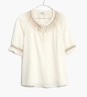 $82 Madewell Rainbow Smocked Peasant Top M thumbnail 1