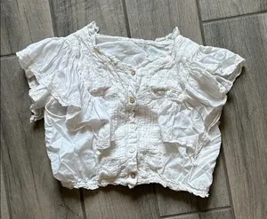 LoveShackFancy White Ruffled Blouse thumbnail 1