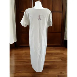 Vintage 90s Christopher & Banks Maxi Dress Sailboat Nautical Tan 12 Whimsical thumbnail 5