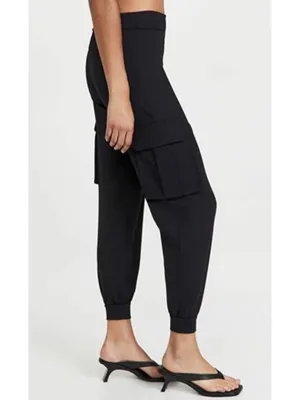 Susana Monaco Pants Size S Black Cargo Jogger‎ High Rise Jersey Model Off Duty thumbnail 13