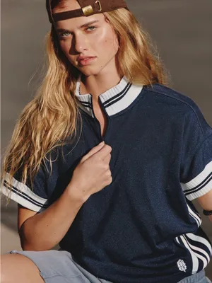 XS Free people movement all or nothing tee- navy blue combo NWT $78 thumbnail 1