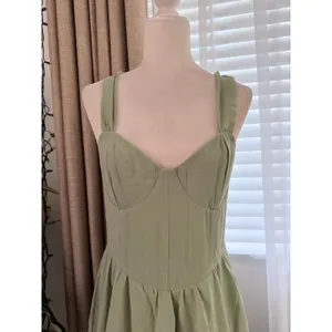 Lulus Carlynda Tiered Bustier Maxi Dress in Sage Brush thumbnail 5