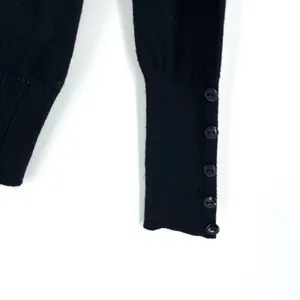 WOW Couture Fitted Ribbed V-Neck Fine‎ Gauge Sweater Black S thumbnail 4