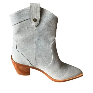 7 For All Mankind Women's 6 Denim Blue‎ Western Cowboy Ankle Boots Festival thumbnail 4