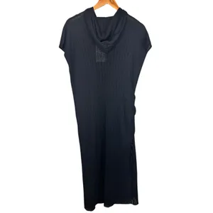 Zara Hooded Sleeveless Midi Dress Black Side Slit Sheer Size M/L NWT thumbnail 9
