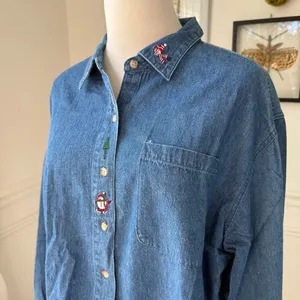 Vintage Northern Tradition Snowman Denim Chambray Button Up Shirt XL thumbnail 7