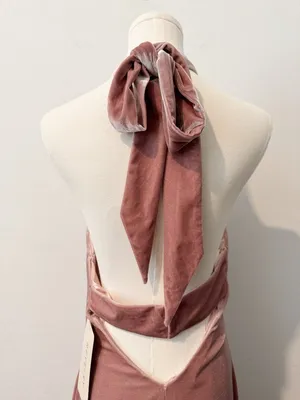 Revelry Athena Dress Size 4 Pink Velvet Halter Criss Cross Gown‎ Maxi Romantic thumbnail 10