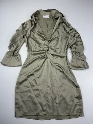 ASOS DESIGN satin mini skirt dress with ruched detail in Green Size‎ 6 thumbnail 1