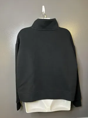 Tuckernuck Sport Sweatshirt Womens Large Black High Neck Button Fleece Pullover thumbnail 6