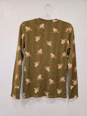 Aerie thermal long sleeve Henley shirt floral snap button M NWOT thumbnail 2