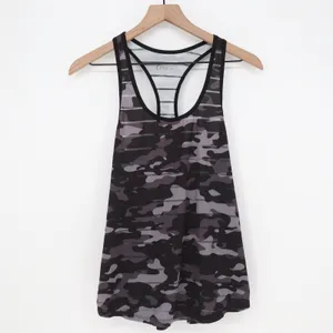 Zyia Tank Women M Gray Camo Striped Racerback Activewear Excellent thumbnail 2