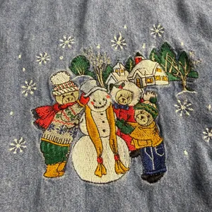 Bobbie Brooks Denim Shirt Women 18W/20W Winter Snowman Bear Christmas‎ Vintage thumbnail 5