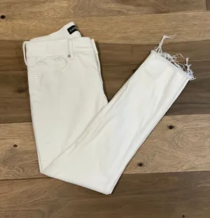 Express Jeans Cropped Denim Legging Size 8R Mid Rise Frayed Hem thumbnail 1
