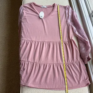 NWT Clearlove blush sheer long sleeve tiered top size XXL thumbnail 6