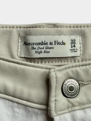 Abercrombie Faux Leather and Denim High Rise Dad Shorts‎ Sz 32 thumbnail 5